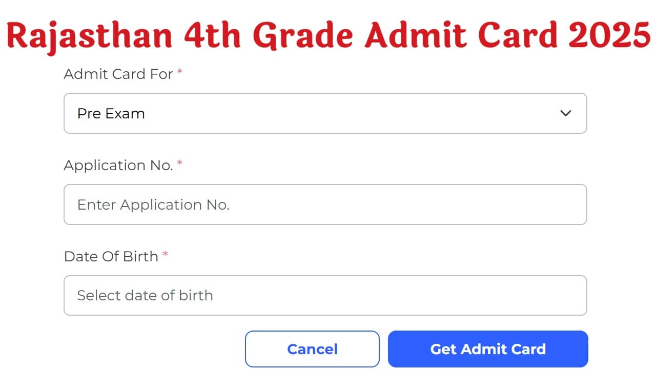 Rajasthan 4th Grade Admit Card 2025