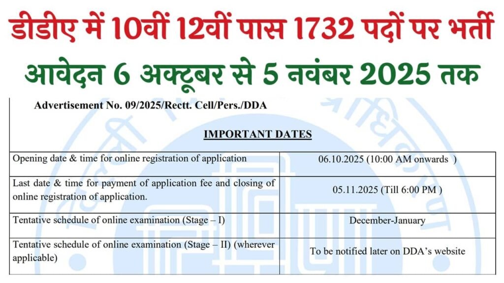 DDA Recruitment 2025