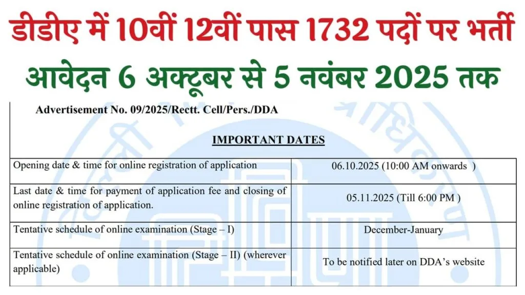 DDA Recruitment 2025