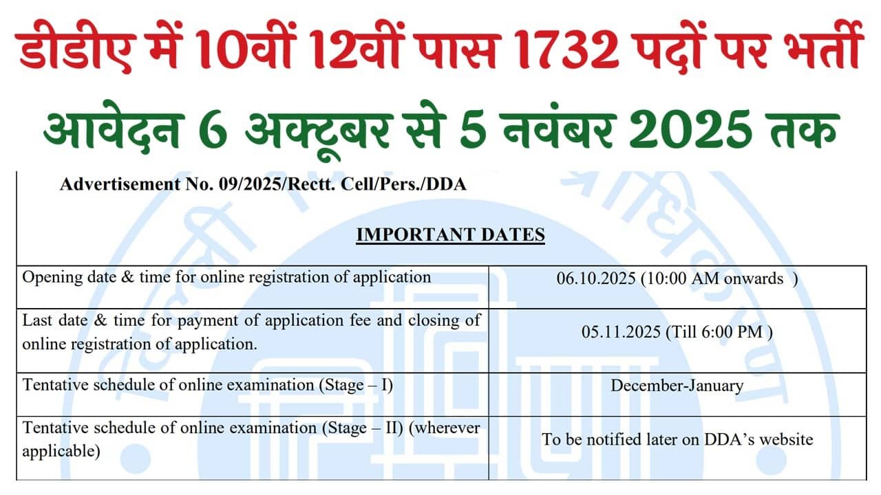 DDA Recruitment 2025