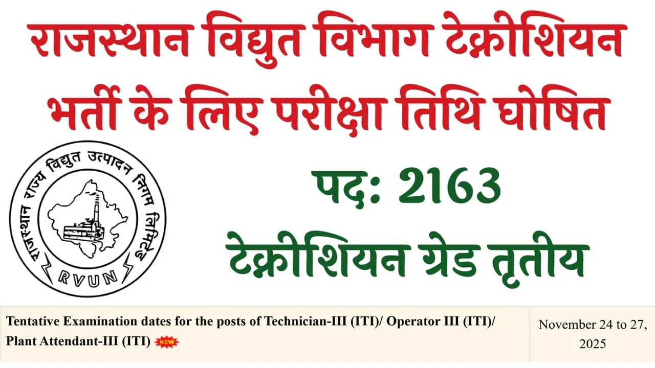 RVUNL Technician Exam Date 2025