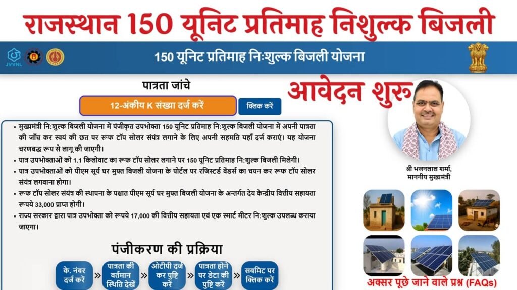 Rajasthan 150 Unit Free Bijli Yojana