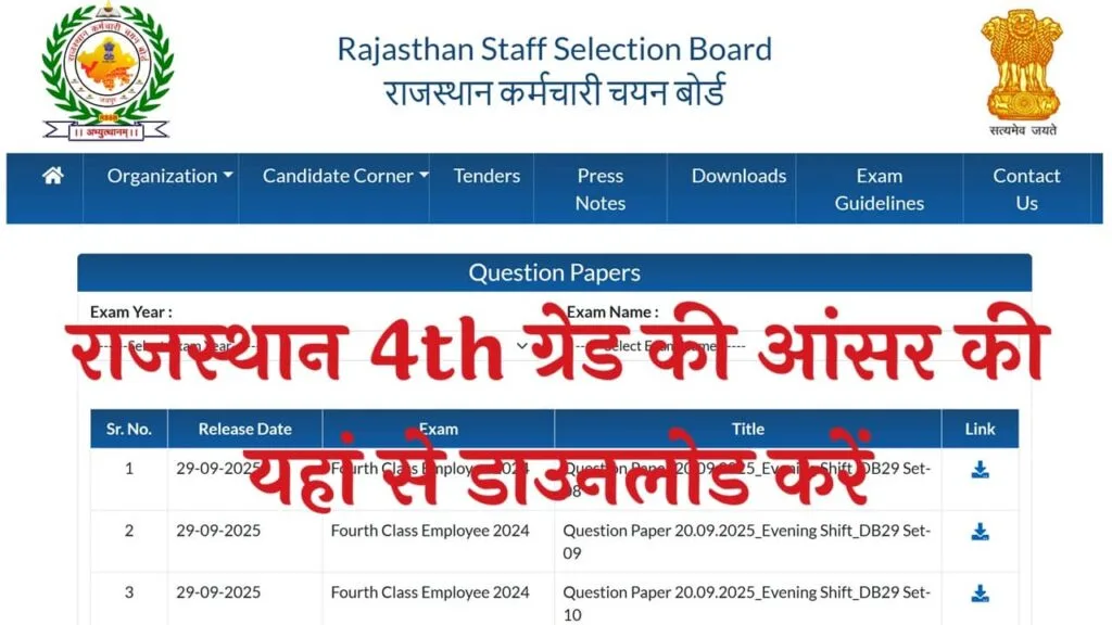 Rajasthan 4th Grade Answer Key 2025