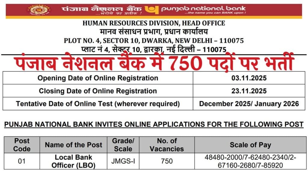 Punjab National Bank Recruitment 2025