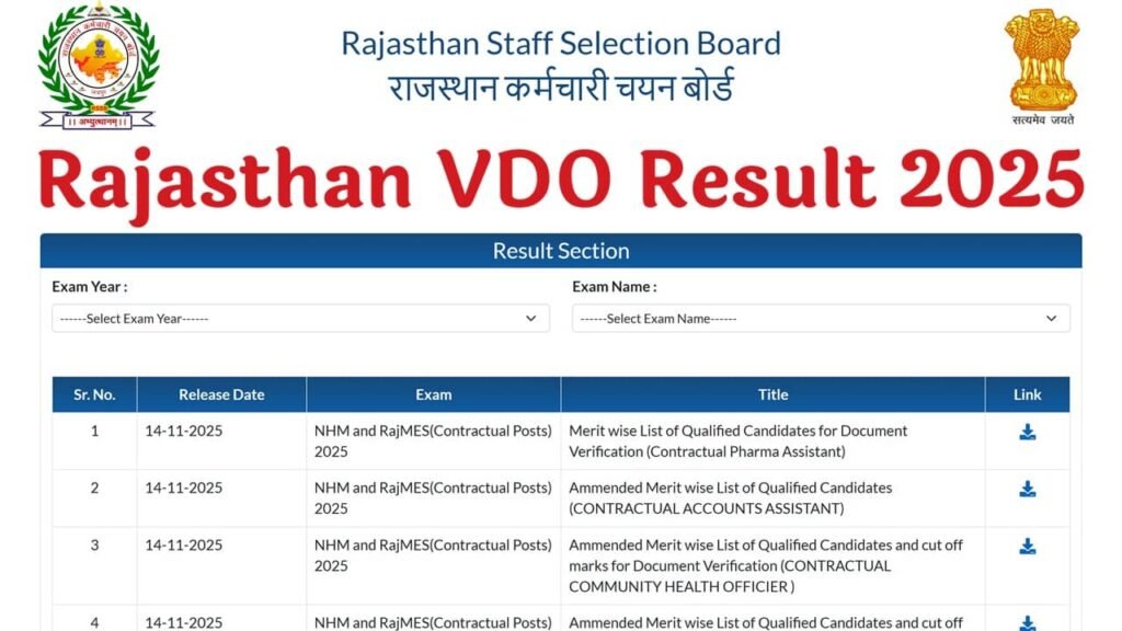 Rajasthan VDO Result 2025