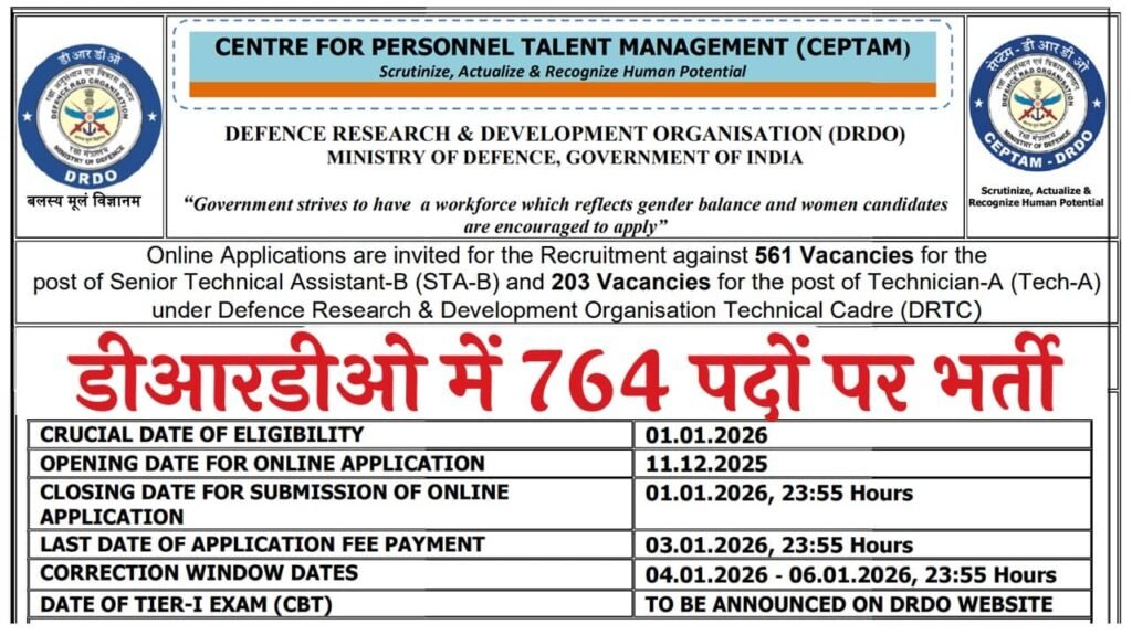 DRDO CEPTAM 11 Recruitment 2025