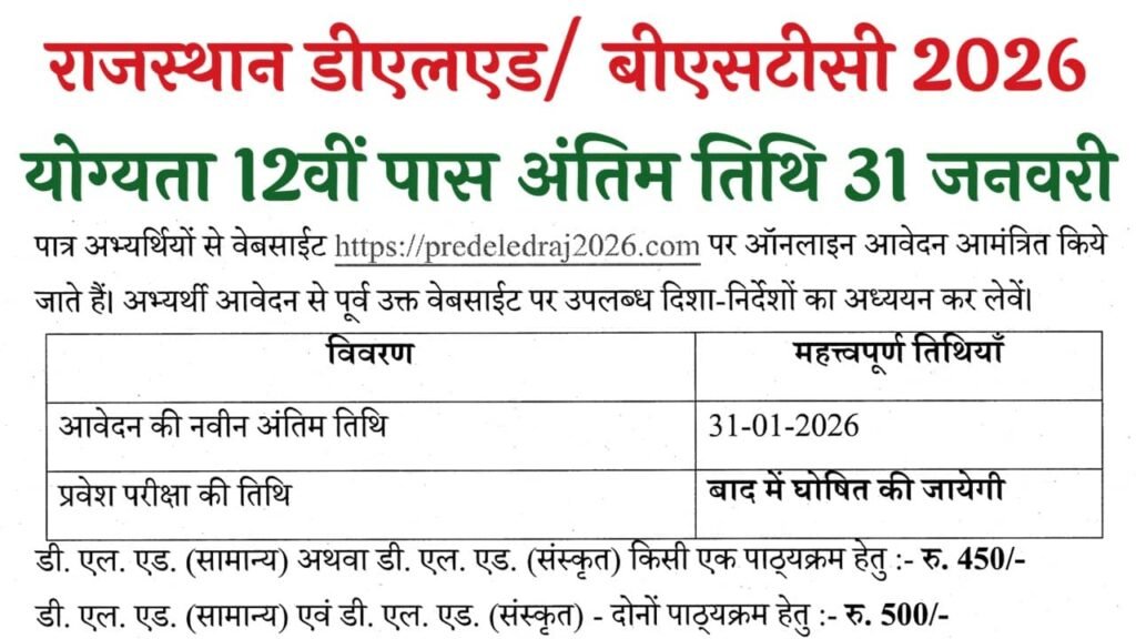 Rajasthan BSTC Pre Deled 2026