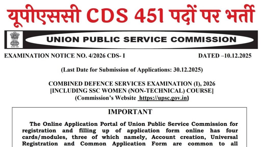 UPSC CDS Recruitment 2026