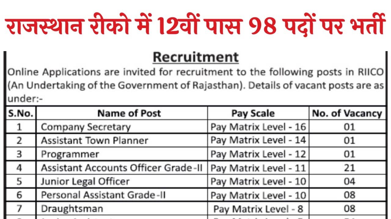 RIICO Vacancy 2026