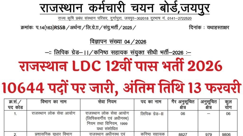 Rajasthan LDC Recruitment 2026