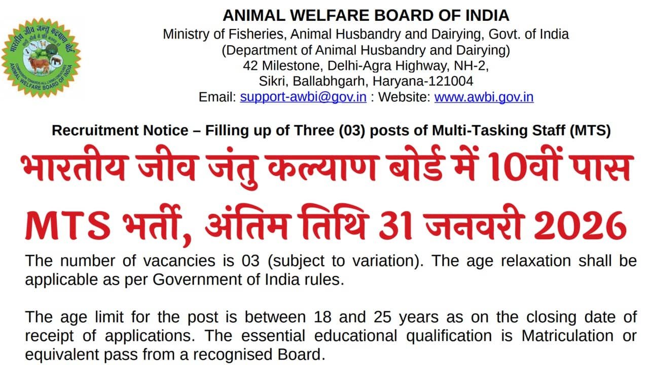 Animal Welfare Board of India Recruitment 2026