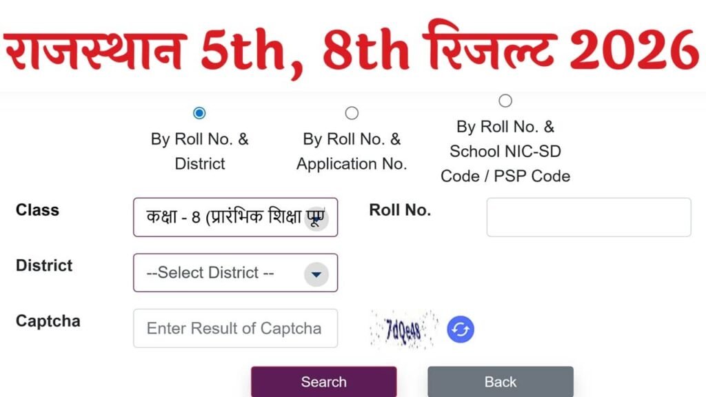 Rajasthan Board 5th 8th Result 2026