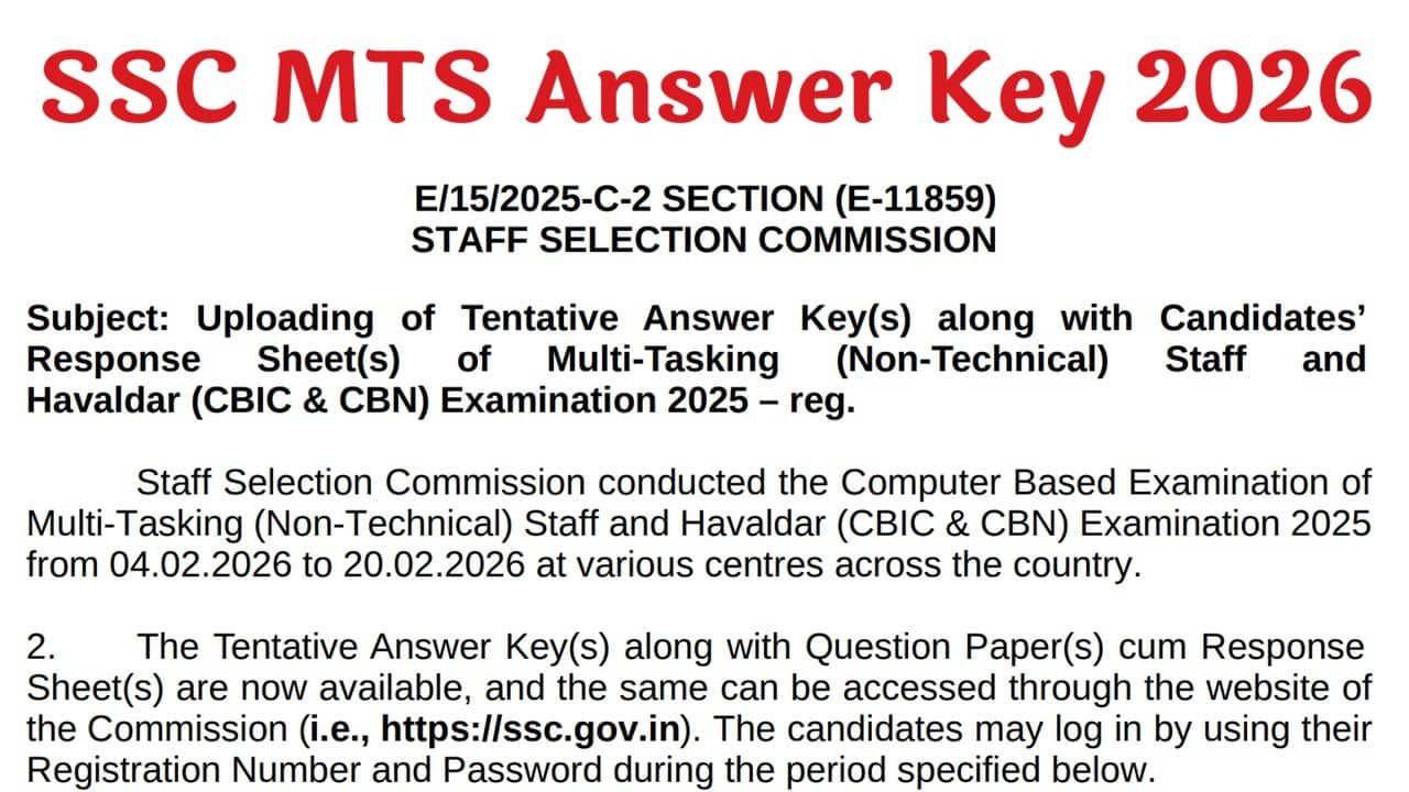 SSC MTS Answer Key 2026