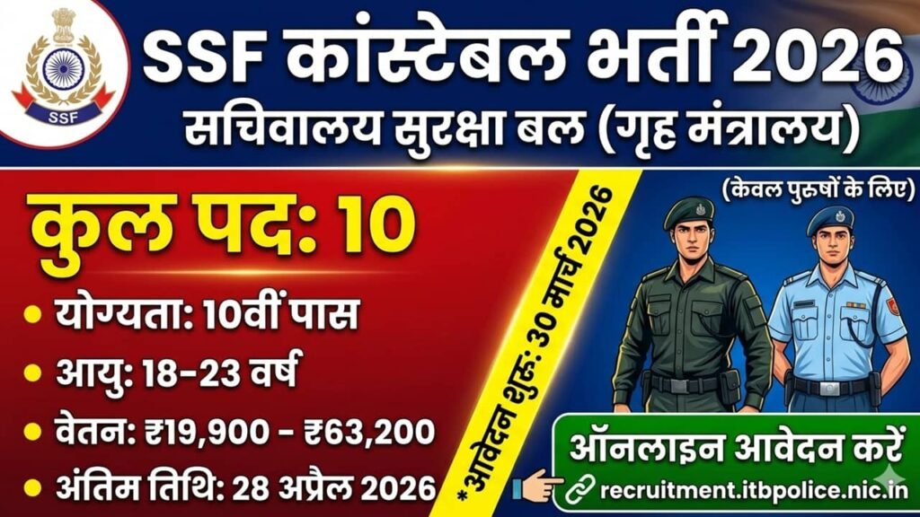SSF Constable Tradesman Recruitment 2026