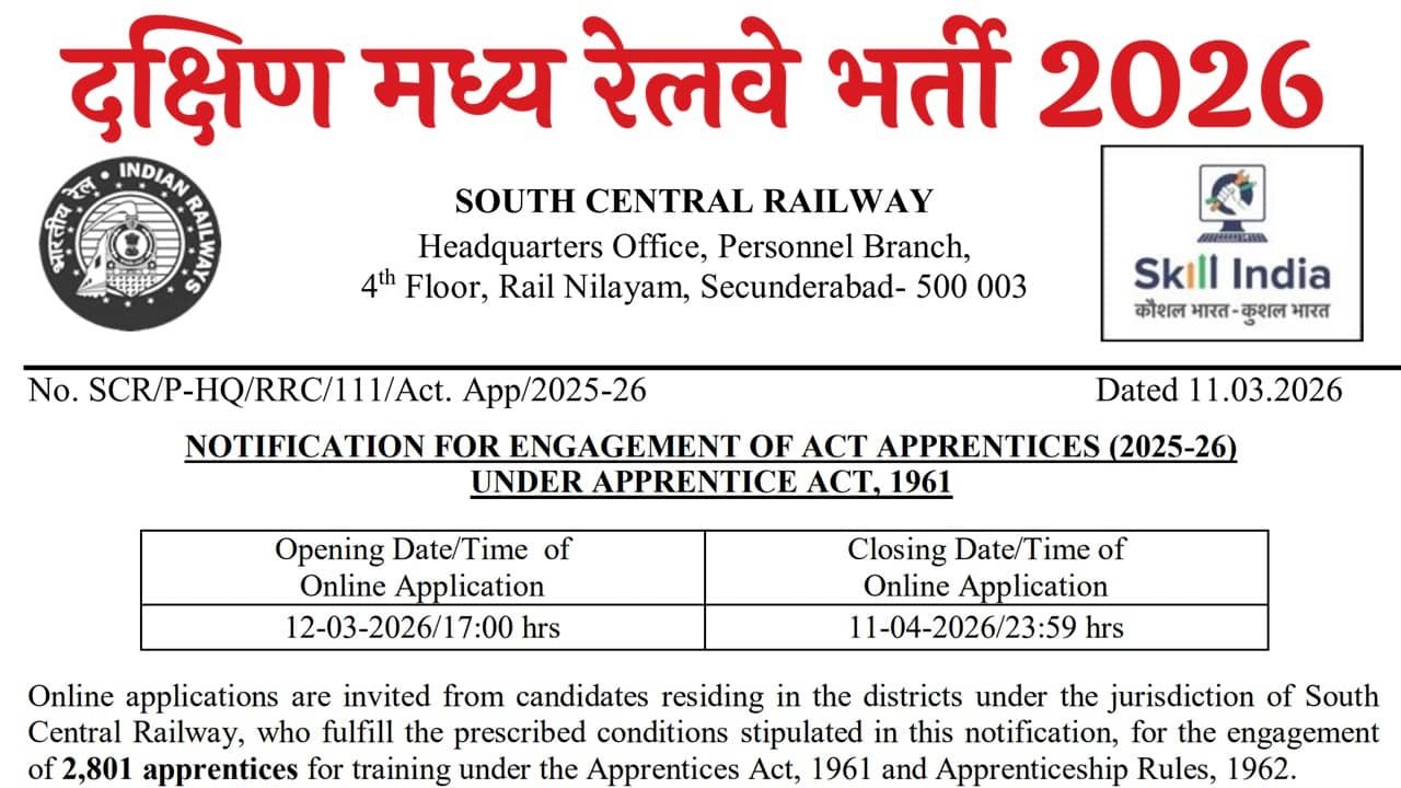 South Central Railway Recruitment 2026
