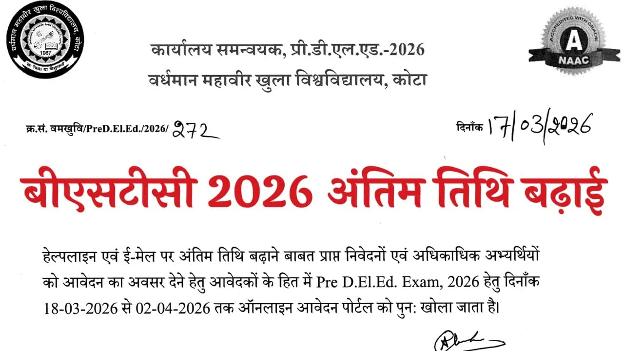 Rajasthan BSTC Pre Deled 2026