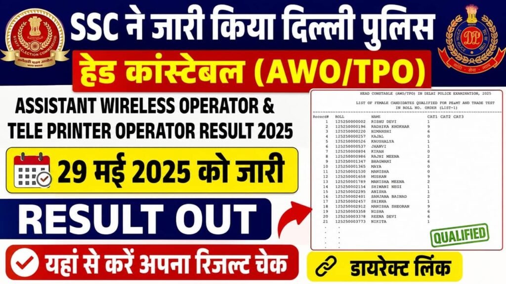 Delhi Police Head Constable APO TPO Result 2026
