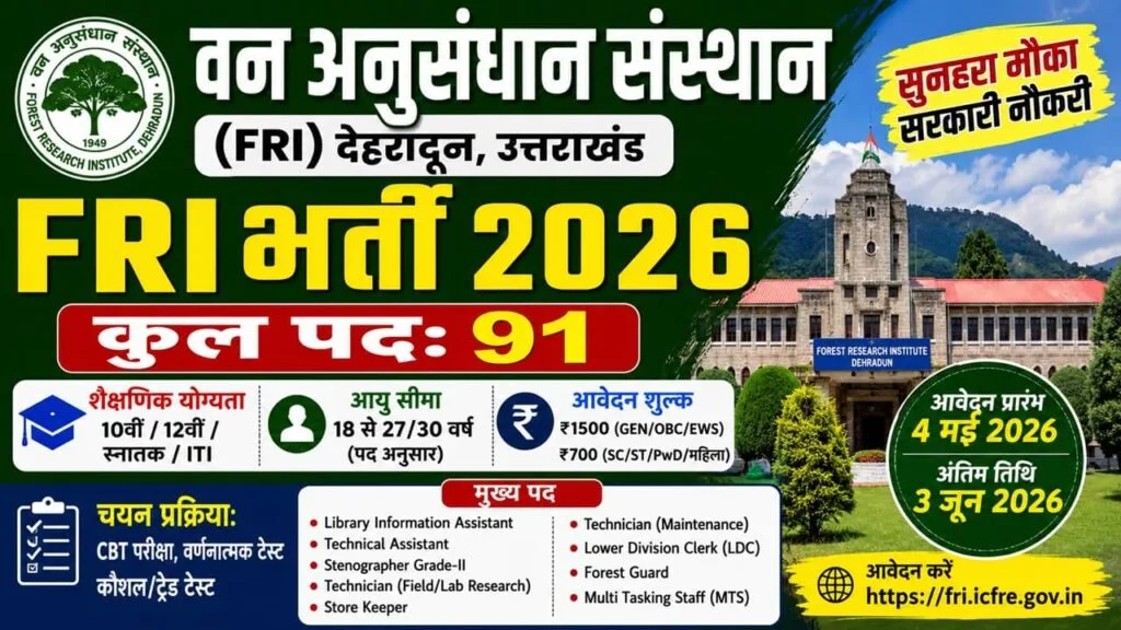 FRI Dehradun Recruitment 2026