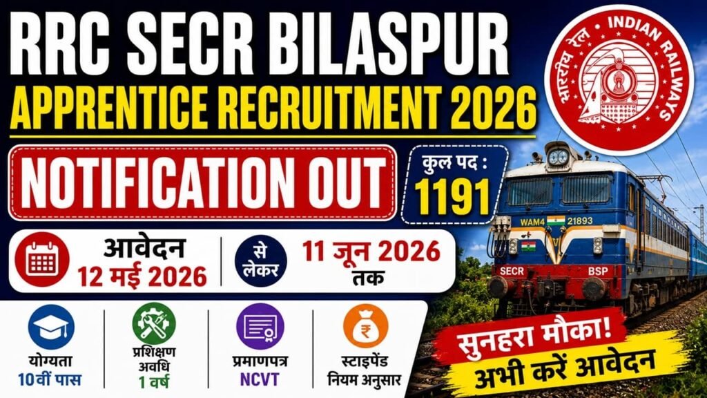RRC SECR Bilaspur Apprentice Recruitment 2026
