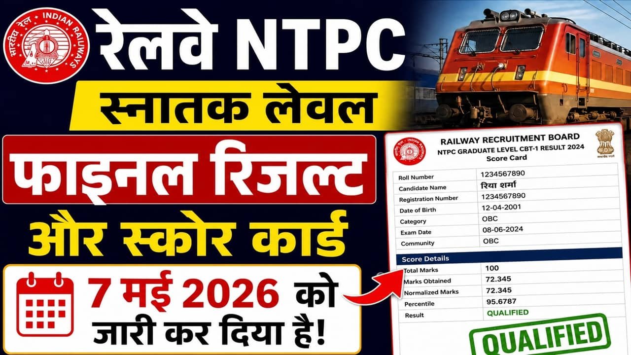 Railway NTPC Graduate Level Final Result 2026