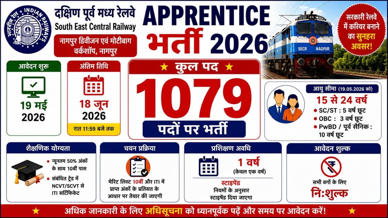 Railway SECR Apprentice Recruitment 2026