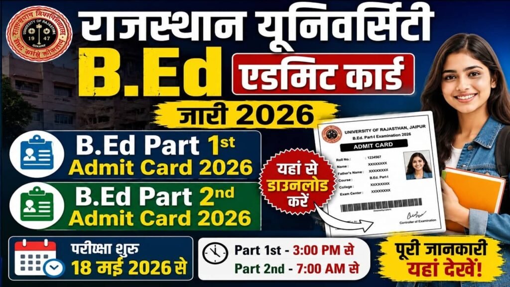 Rajasthan University BED Part 1st 2nd Admit Card 2026