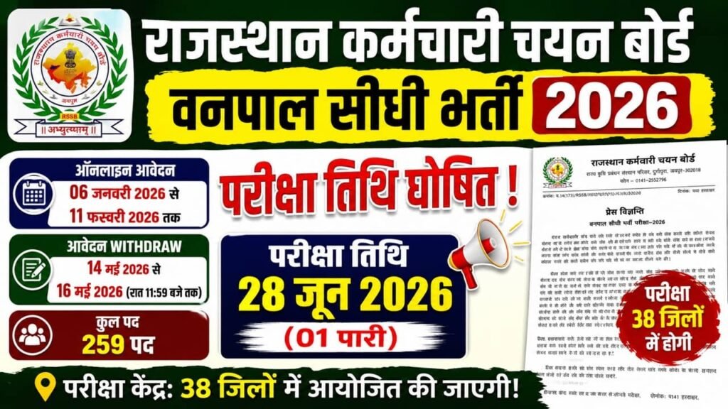 Rajasthan Vanpal Exam Date 2026