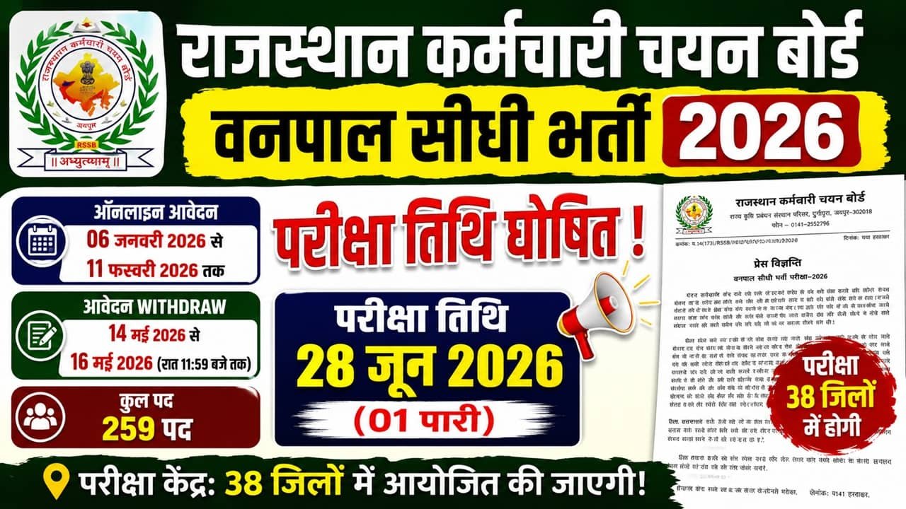 Rajasthan Vanpal Exam Date 2026