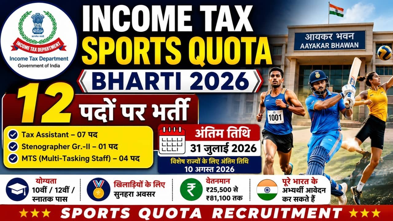 Income Tax Department Sports Quota Recruitment 2026