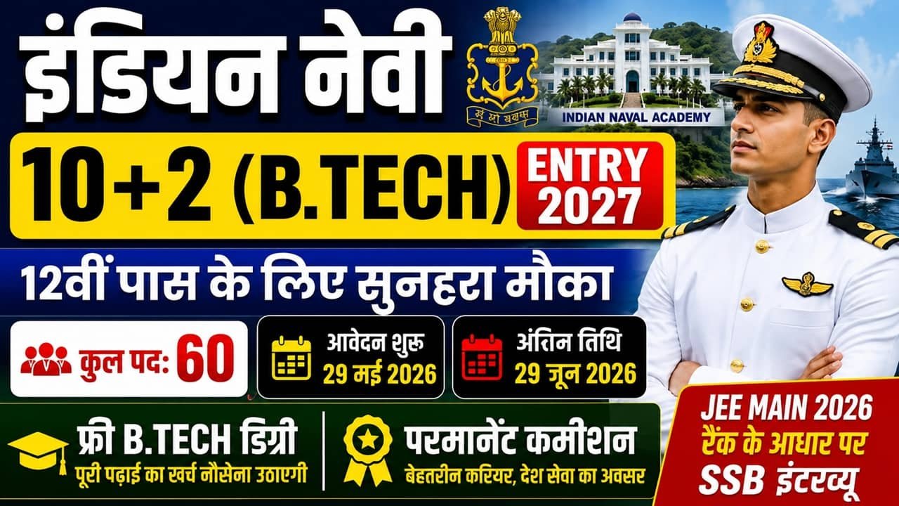 Indian Navy 10+2 B.Tech Cadet Entry Scheme Jan 2027