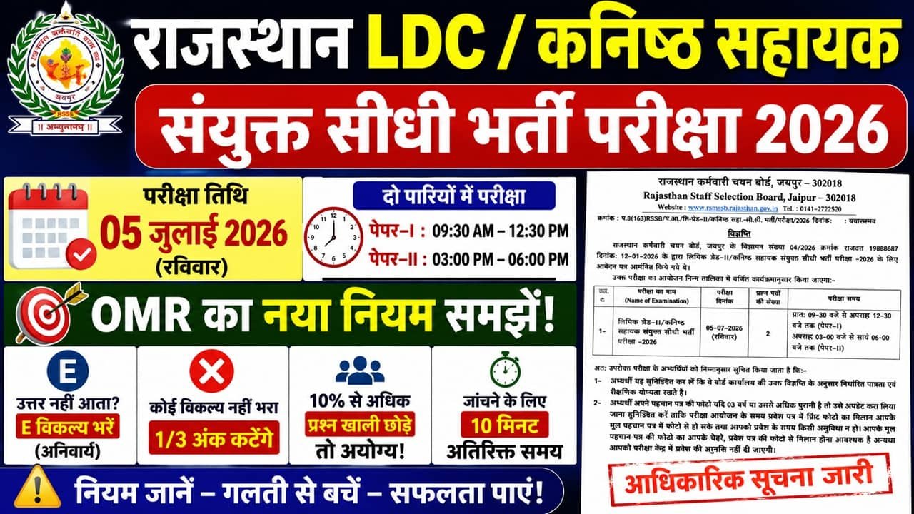 Rajasthan LDC Exam Date 2026