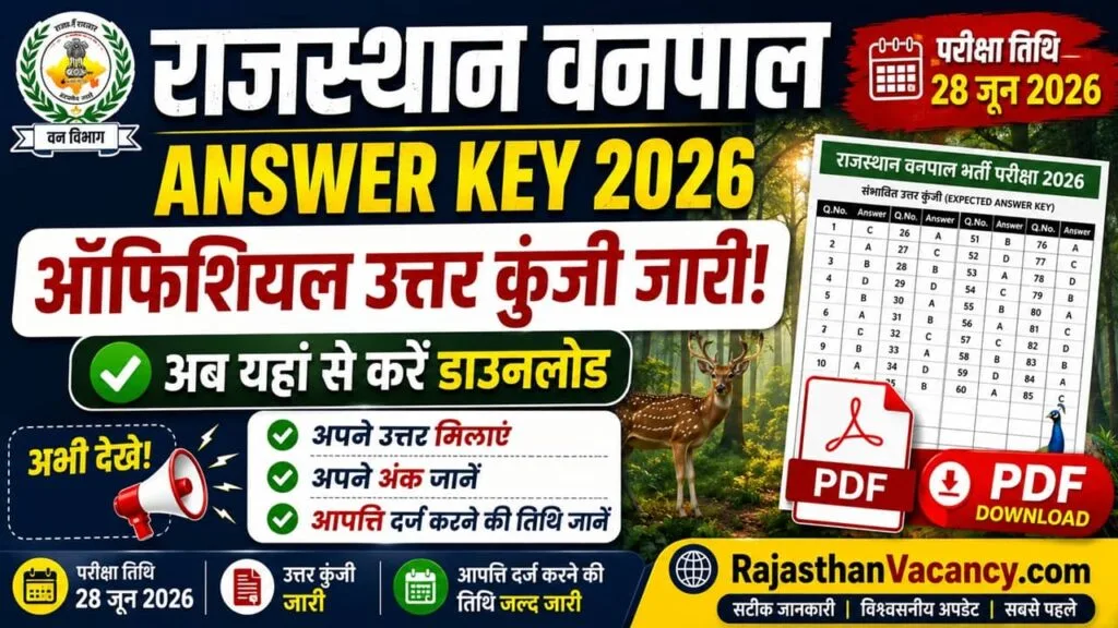 Rajasthan Vanpal Answer Key 2026