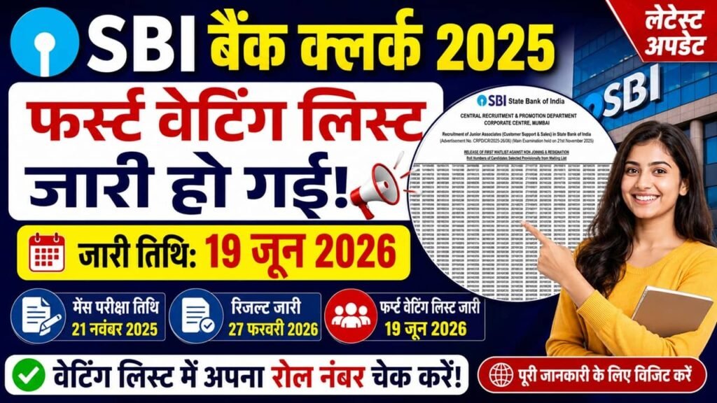 SBI Clerk First Waiting Result 2026