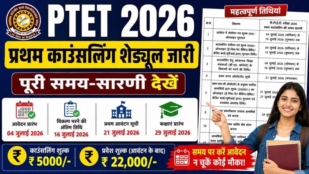 Rajasthan PTET Counselling 2026