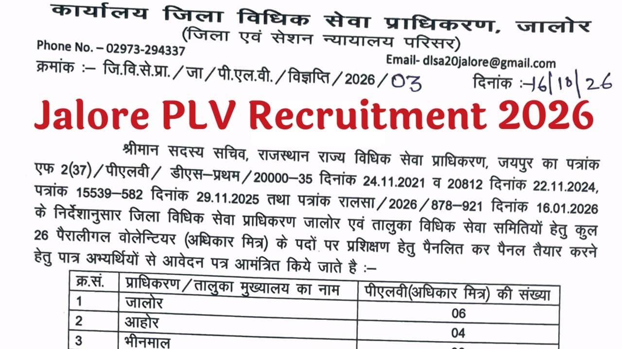Jalore PLV Recruitment 2026
