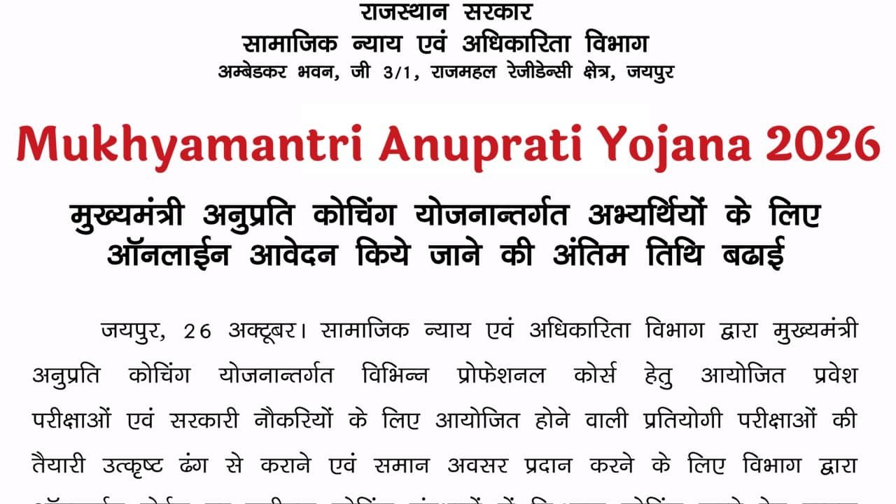 Mukhyamantri Anuprati Yojana 2026
