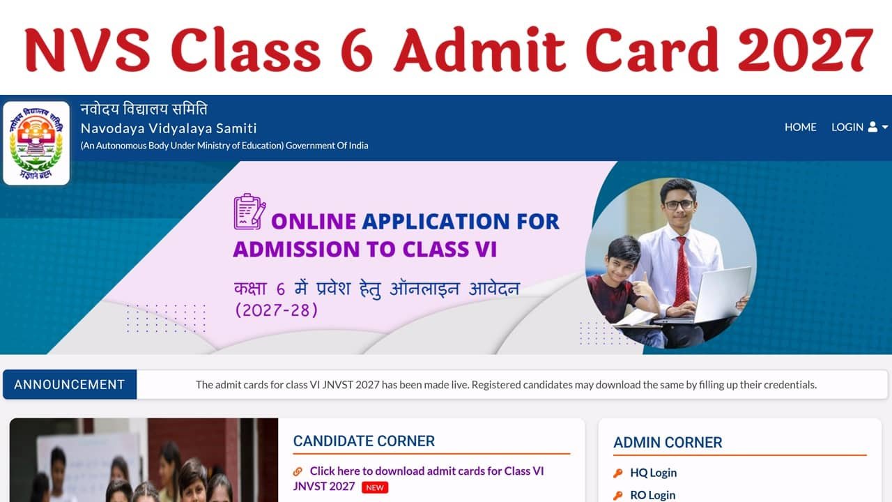 NVS Class 6 Admit Card 2027