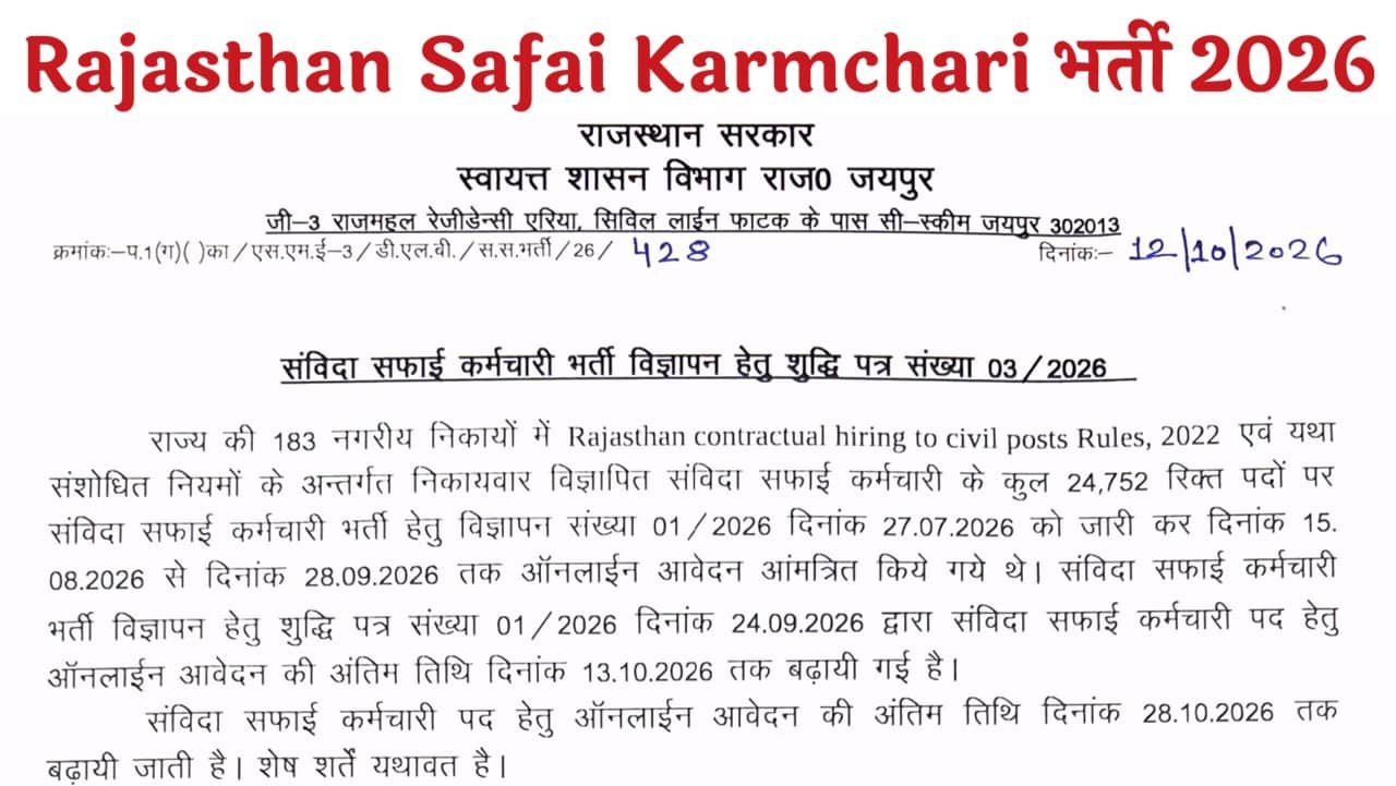 Rajasthan Safai Karmchari Recruitment 2026